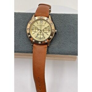 Rampage Women's Gold-Tone Watch Brown Leather Strap